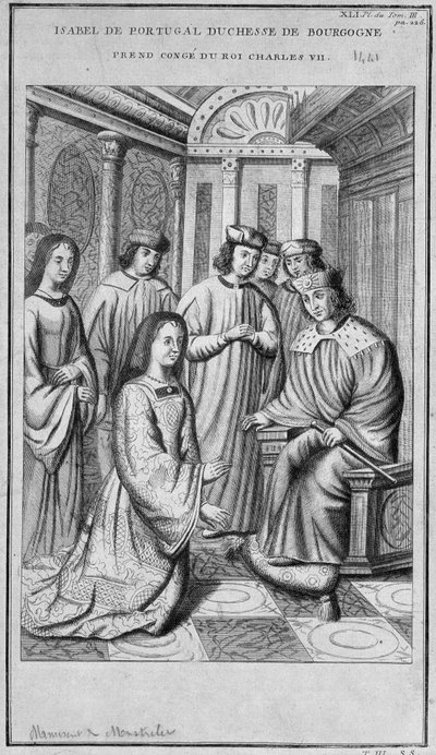 Isabel de Portugal (1397-1472) Duquesa de Borgoña se despide del rey Carlos VII de Unknown artist
