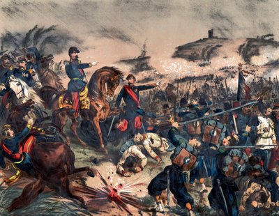 Campaña Italiana de 1859 o Segunda Guerra de Independencia Italiana: Napoleón III (1808-1873) en la Batalla de Solferino, 24 de junio de Unknown artist