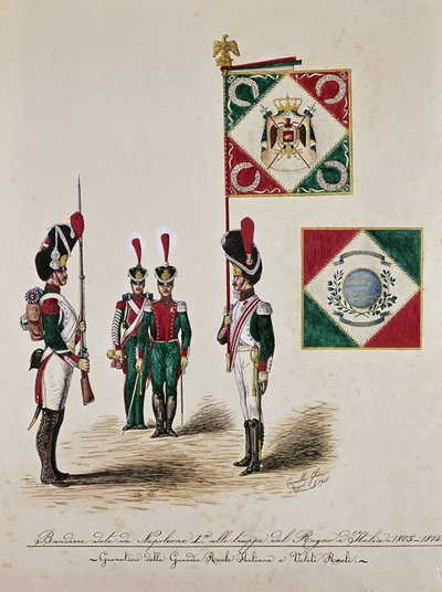 Bandera del ejército italiano en tiempos de Napoleón I (grabado) de Unknown artist