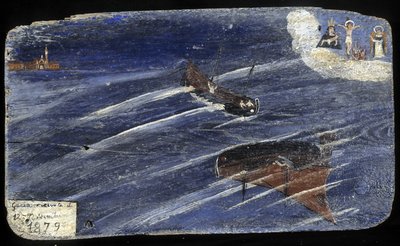 Exvoto italiano por un naufragio en 1879 - pintura sobre madera de Unknown artist