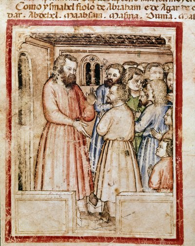 Jacob y sus doce hijos. Miniatura del códice 212 (o códice padovano o Biblia de Padua) 1390-1400 Rovigo, Accademia dei Concordi de Unknown artist