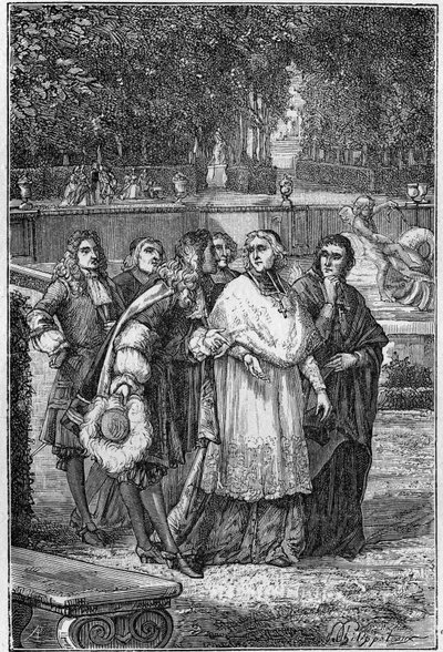 Jacques-Bénigne Bossuet (1627-1704), prelado y escritor francés en el callejón de los filósofos en Versalles. Grabado del siglo XIX. de Unknown artist