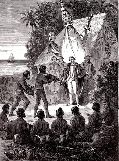 James Cook con los nativos de Island Sandwich de Unknown artist