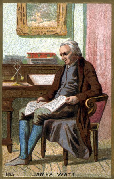 James Watt (1736 -1819) en su oficina. Cromolitografía del siglo XIX de Unknown artist