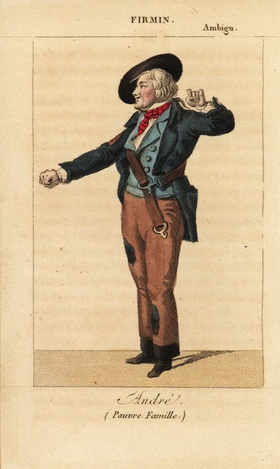 Jean-Baptiste Firmin como André en el melodrama Pauvre Famille de Benjamin y Melchior en el Théâtre de l