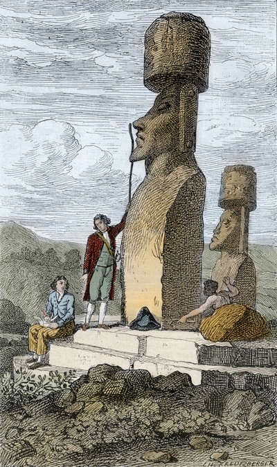 Jean-François Galaup, Conde de La Pérouse, navegante y explorador inglés, en la Isla de Pascua durante su viaje asiático de Unknown artist