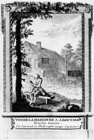 Jean Jacques Rousseau (1712-1778), escritor y filósofo de Ginebra de habla francesa; visto desde su casa (cerca de Ginebra) de Unknown artist