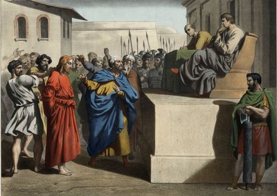 Jesucristo ante Poncio Pilato. Grabado anónimo de mediados del siglo XIX. de Unknown artist
