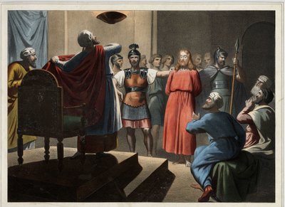 Jesús ante Caifás. Grabado anónimo de mediados del siglo XIX de Unknown artist