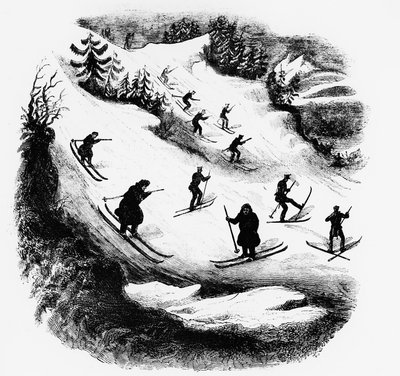 Juegos del Norte: esquiadores bajando una pista de Unknown artist