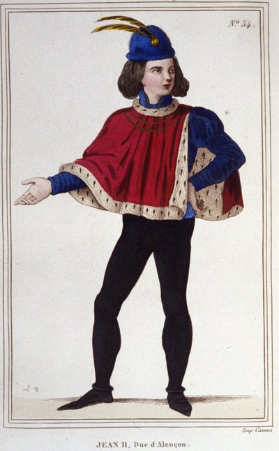 Juan II de Valois, Duque de Alençon (1409-1476). Comanda el ejército real acompañado por Juana de Arco y libera el curso del Loira aguas arriba de Orleans. Grabado de 1830 de Unknown artist