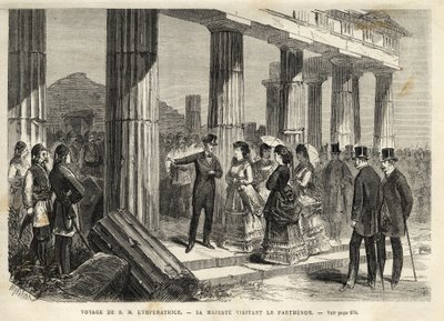 Viaje de la Emperatriz Eugenia a Grecia - Visita del Partenón a Atenas - en 1869 de Unknown artist