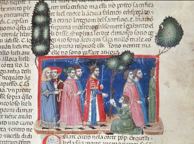 Julio César (101-44 a.C.) aprendiendo la conjuración de Catilina en 63 a.C., conspiración política para destronarlo (detalle) de Unknown artist