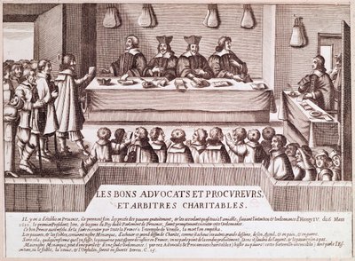 Justicia bajo el reinado de Enrique IV: abogados y fiscales (Grabado) de Unknown artist