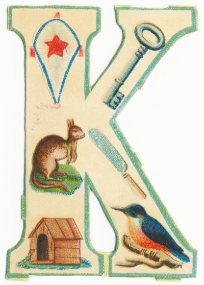 K: cometa, llave, canguro, cuchillo, perrera, martín pescador de Unknown artist