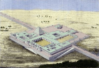 Khursabad (Irak). Reconstrucción del palacio de Sargón II, rey de Asiria de 722 a 705 a.C. Grabado del siglo XIX. de Unknown artist