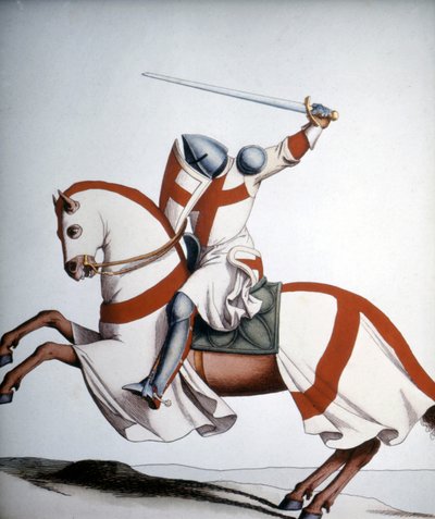 Caballero templario del siglo XIV, grabado del siglo XIX de Unknown artist