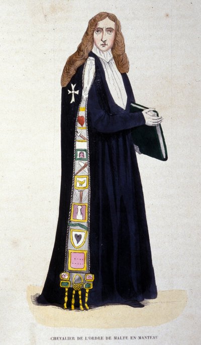Caballero de la Orden de Malta en abrigo grabado siglo XIX de Unknown artist