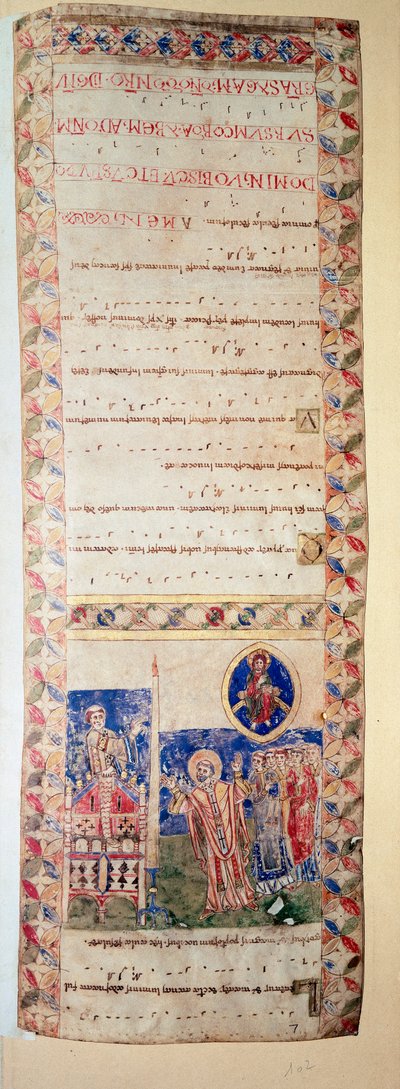La bendición de la fuente (Ms.724/2-Carta2) Manuscrito iluminado del siglo XII de Unknown artist