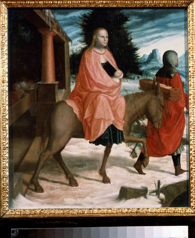 ""La Huida a Egipto"" (La Huida a Egipto) Pintura de artista no identificado del siglo XV. Museo Pushkin, Moscú de Unknown artist