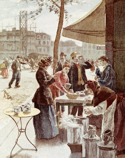 La lechera, 6 am del domingo. Grabado en color 14 de julio de 1895. París, Museo Carnavalet de Unknown artist