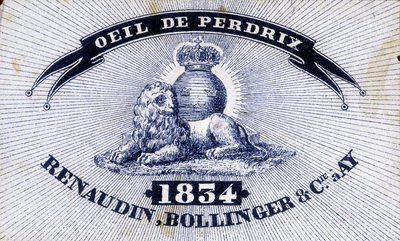 Etiqueta “Ojo de Perdiz - Renaudin, Bollinger & Cie en AY - 1834”. de Unknown artist