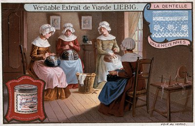 Taller de encaje, Valenciennes, publicidad de Liebig c. 1895 de Unknown artist