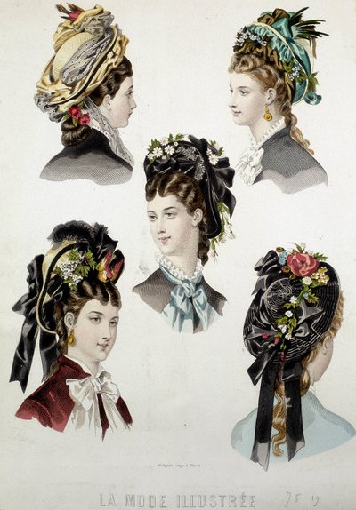 Peinados de damas - grabado, finales del siglo XIX de Unknown artist