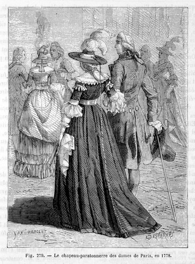 Damas de París con sombrero pararrayos 1778 de Unknown artist