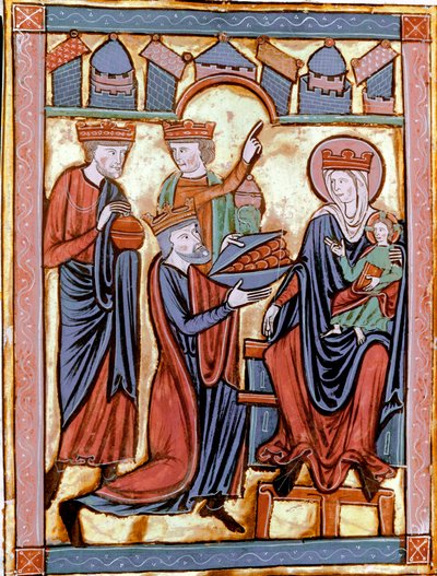 La adoración de los magos. Miniatura tomada de Liber Psalmorum um um um calendario o Psaltier à l