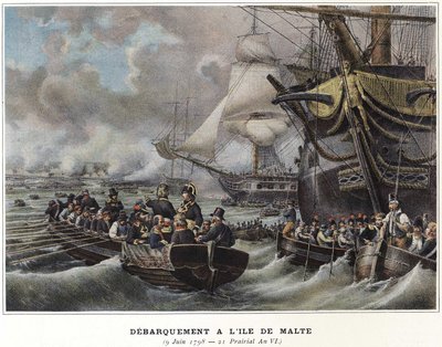 Desembarco en la isla de Malta por Napoleón Bonaparte, 9 de junio. de Unknown artist