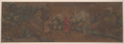 Paisaje con figura en un bosque (hoja de álbum; color sobre seda) de Unknown Artist