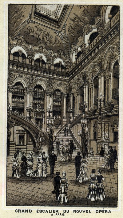 Gran escalera de la nueva Ópera (Ópera Garnier) en París de Unknown artist