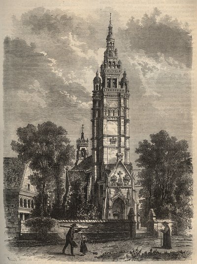 El arte ojival en su declive - Notre-Dame de Roscoff en Bretaña - grabado del siglo XIX de Unknown artist