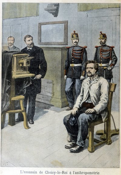 El asesino de Choisy-le-Roi en la antropometría (y M. Alphonse Bertillon) - en "Le Petit Journal", mayo de 1899 de Unknown artist