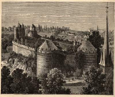 Le Château a Fougères - Bretaña - Francia - grabado en “PATRIE” - DESCRIPCIÓN PICTÓRICA DE FRANCIA EN 6 VOLÚMENES POR LUCIEN HUARD - finales del siglo XIX de Unknown artist