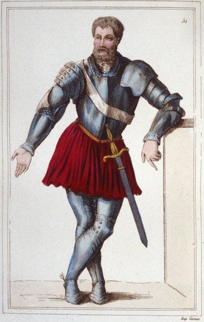 El caballero Bayard (1475-1524) grabado 1830 de Unknown artist