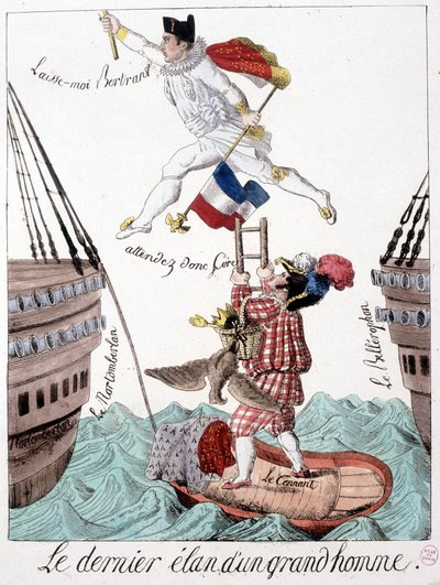 El último impulso de un gran hombre: caricatura de Napoleón y el General Bertrand - en “Napoleón 1er, caricaturas, colección ficticia”, París de Unknown artist