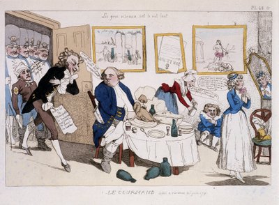 El goloso (comida de Luis XVI y María Antonieta durante la huida a Varennes) - en "Museo de la caricatura" de Unknown artist