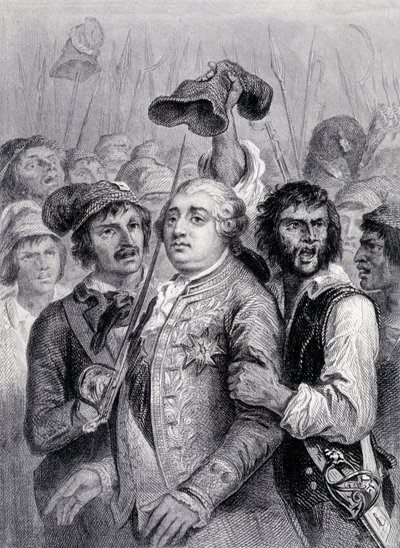El pueblo en las Tullerías, gorro frigio de Luis XVI, 20 de junio de Unknown artist