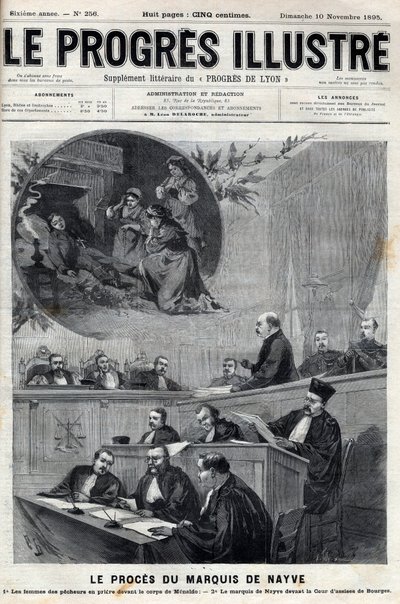 El juicio del marqués de Nayve en las asambleas de Bourges en 1895 - Grabado en "Le Progres illustré" de 1895 de Unknown artist