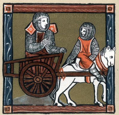 Leyenda Artúrica: Lancelot del lago en la carreta. En "Geschichte der Franzosischen Literatur" de Hermann Suchier de Unknown artist