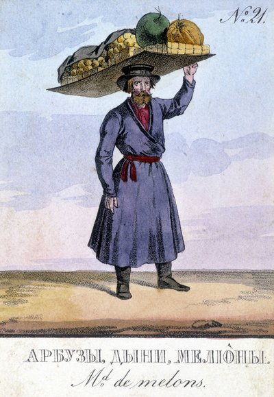 Vendedor de legumbres en Rusia en el siglo XIX. de Unknown artist