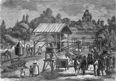 Las máquinas agrícolas del Sr. Joseph Pinet Jr., constructor en Abilly (Indre et Loire) en 1865 de Unknown artist