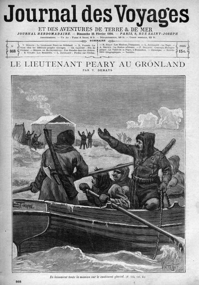 Teniente Robert Edwin Peary en Groenlandia - Teniente Robert Edwin Peary (1856-1920) en Groenlandia - portada de “Le Journal des voyages” de 1894 de Unknown artist