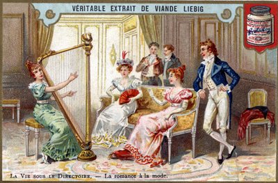 La vida bajo el directorio: romance en la moda. Chromo Liebig de finales del siglo XIX. de Unknown artist