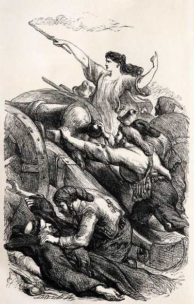 Lord Byron-ilustración de una escena del poema "Childe Harold" del poeta inglés (grabado) de Unknown artist