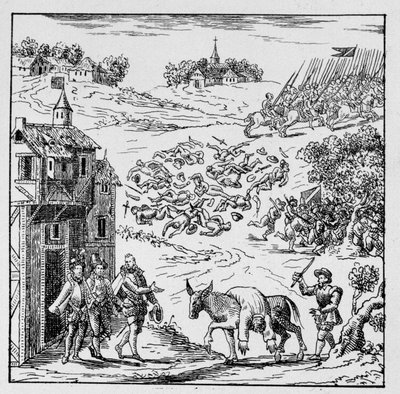 Luis I de Borbón, Príncipe de Condé (Bourbon-Conde) (1530-1569) fue asesinado en batalla y su cuerpo, puesto en una asna, fue llevado a Jarnac, expuesto a la vista de todo el ejército y luego vendido al Duque de Longueville, su cuñado, quien lo hizo carr de Unknown artist