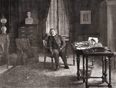 Louis Pasteur en su oficina en el instituto. Grabado del siglo XIX de Unknown artist