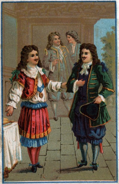 Luis XIV y Molière: Rey Luis XIV (1638-1715) y Jean-Baptiste Poquelin dit Molière (1622-1673) de Unknown artist